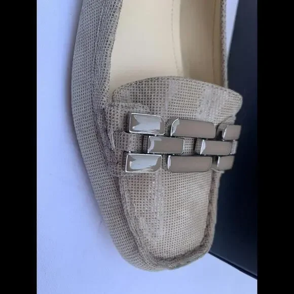 Calvin Klein Women's Size 9 Shoes Ricki Mini Square Chain Toe Slip On Flats Tan - Picture 4 of 14